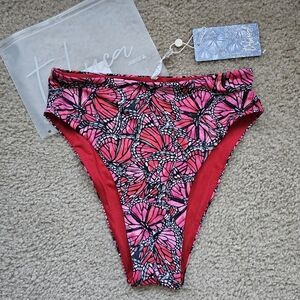 NWT Toluca cora midi+ bikini bottom high rise cheeky high cut butterfly medium